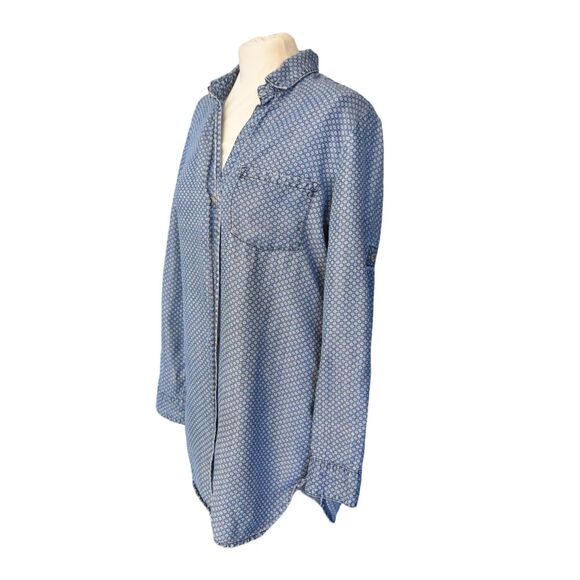 Cloth & Stone Tencel Button-Down Tunic Top Women’s XS Chambray Blue Long Sleeve - Picture 2 of 7